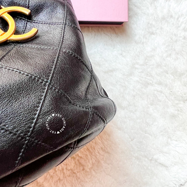 Vintage Chanel Small Bucket Bag with Coco Mark Chain - Black