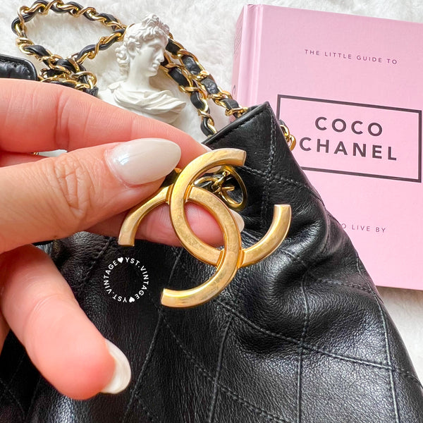 Vintage Chanel Small Bucket Bag with Coco Mark Chain - Black