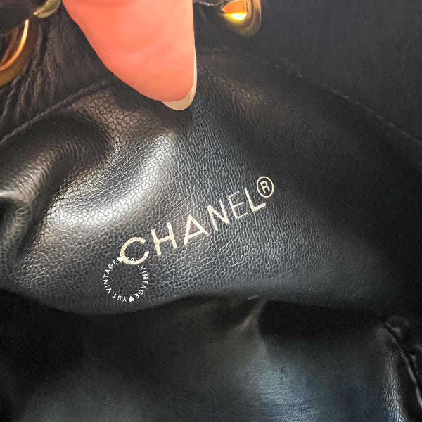 Vintage Chanel Small Bucket Bag with Coco Mark Chain - Black