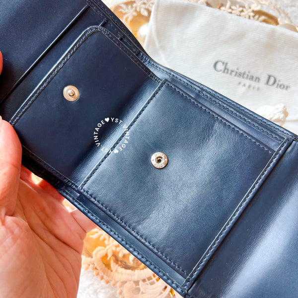 Vintage Dior Oblique Short Wallet - Navy 002