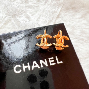 Vintage Chanel Gold Metal Coco Mark Ear Clips - S Size