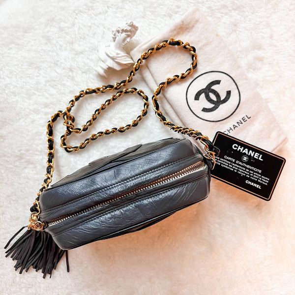 Vintage Chanel Coco Mark Camera Bag With Tassel - Ash x Black
