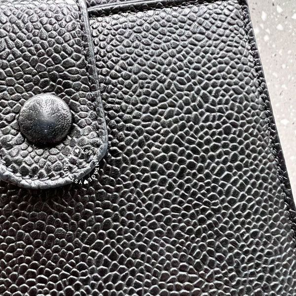 Vintage Chanel Caviar Coco Short Wallet - Black 002 (Code: 039100)