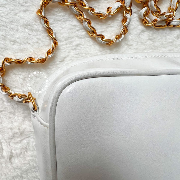 Vintage Chanel Camera Bag With Triple Coco Mark - Snow White