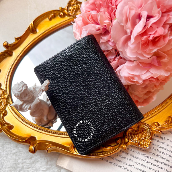 Vintage Chanel Caviar Coco Card Holder - Black