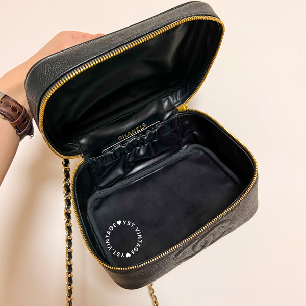 Vintage CHANEL Horizontal Vanity Bag - Caviar Black 003