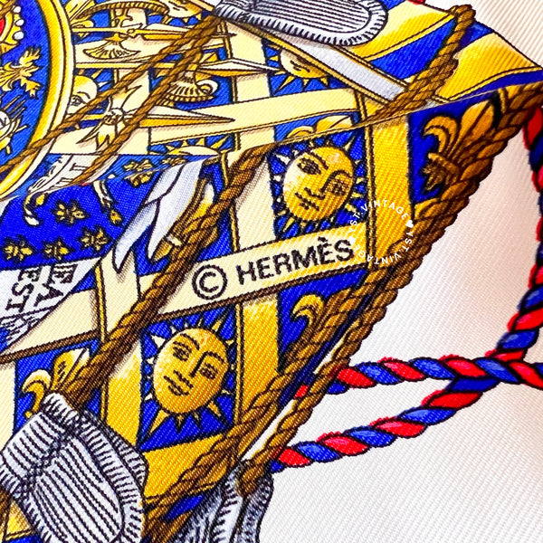 Vintage Hermès Les Tambours Silk Scarf by Joachim Metz