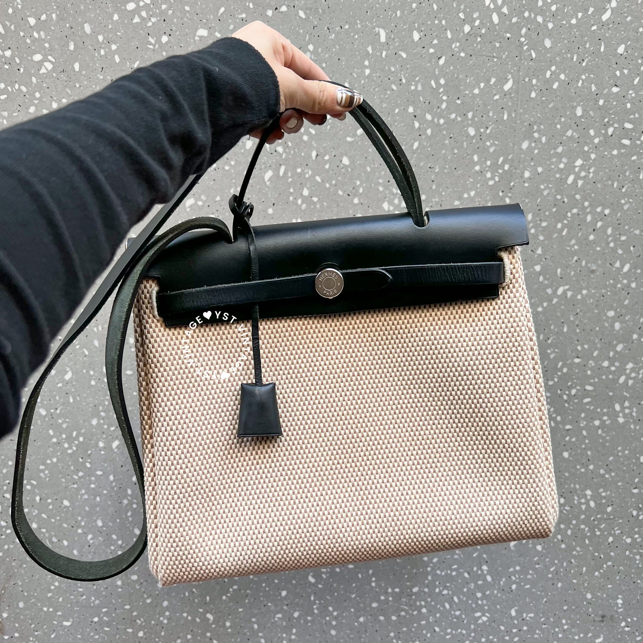 Vintage Hermès 2003 Herbag PM - Black/ Beige – YST.vintage