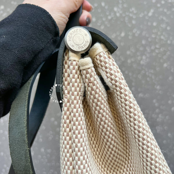 Vintage Hermès 2003 Herbag PM - Black/ Beige