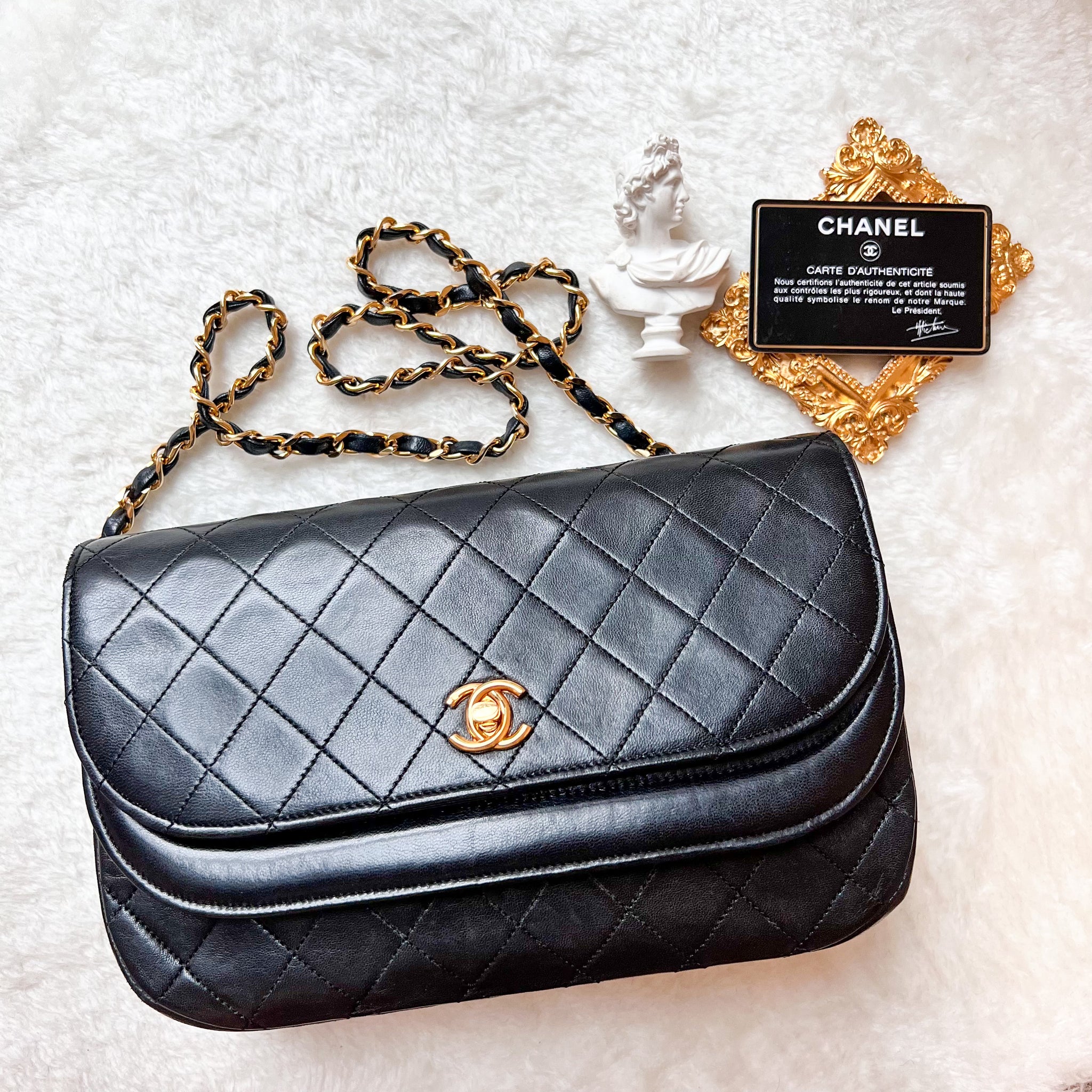 Vintage Chanel Double Flap Bag - Black