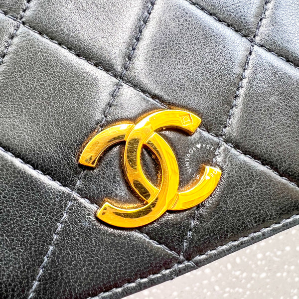 Vintage Chanel Push Lock Flap Bag - Black*Gold