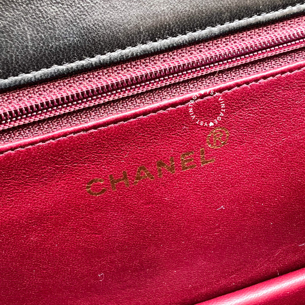 Vintage Chanel Push Lock Flap Bag - Black*Gold
