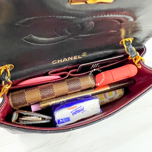 Vintage Chanel Mini Flap Turn-Lock Bag - Black 002 (Code: 046400)