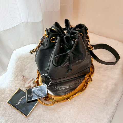 Vintage Chanel Caviar Bucket Bag - Black