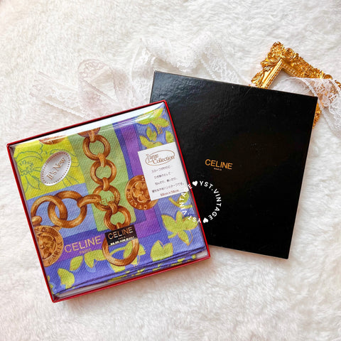 Vintage CELINE Scarf/ Handkerchief With Box (Code: 034100)