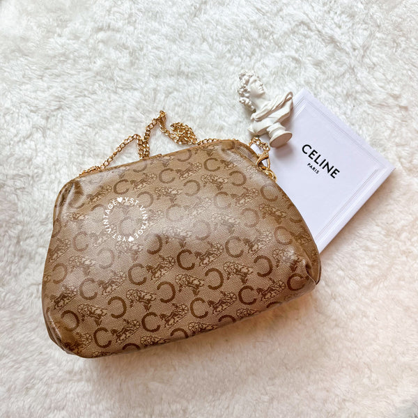 Vintage CELINE C+Horse Carriage Clutch - Beige