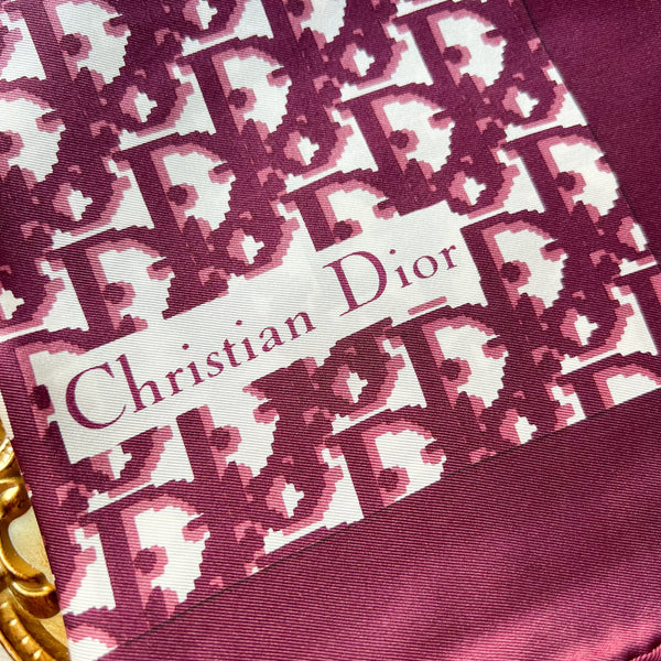 Vintage Dior Oblique Silk Scarf Navy / Burgundy