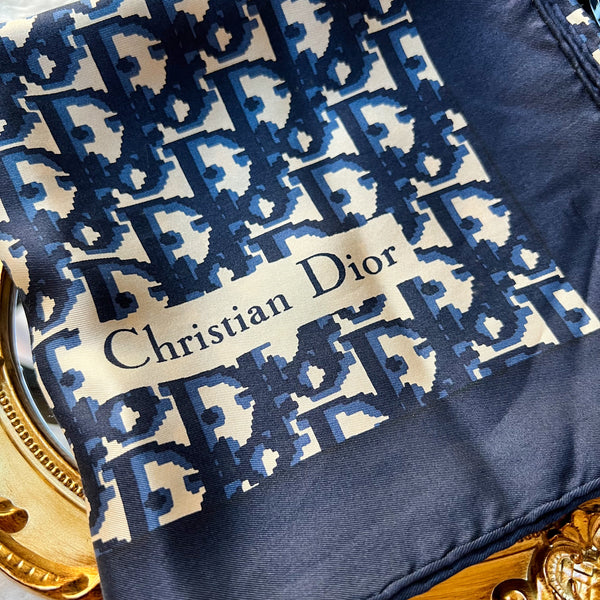 Vintage Dior Oblique Silk Scarf Navy / Burgundy