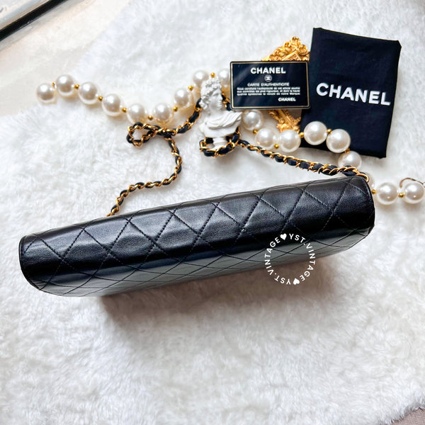 Vintage Chanel Push-Lock 25cm Square Flap Bag - Black x Gold 002