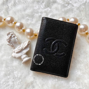 Vintage Chanel Caviar Coco Card Holder - Black 002 (Code: 036100)