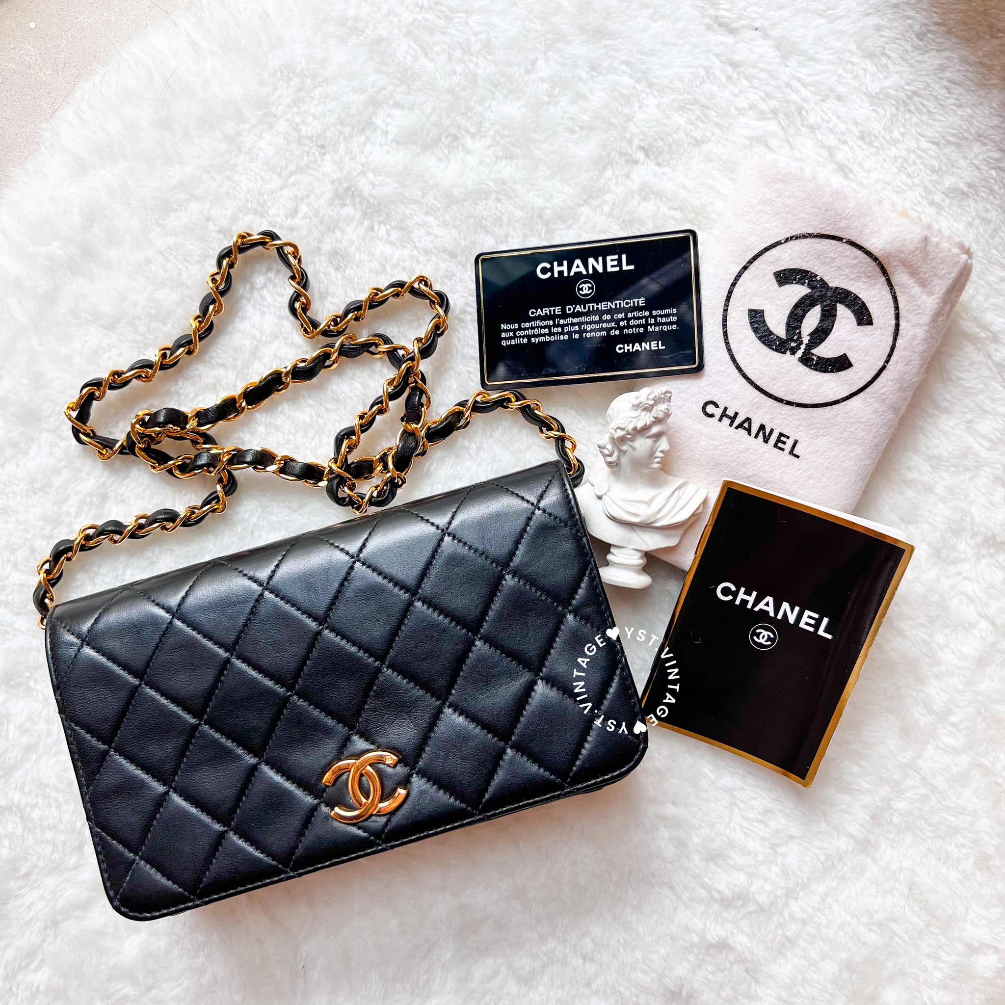 Vintage Chanel Mini Flap Push-Lock Bag - Black (Code: 049400)