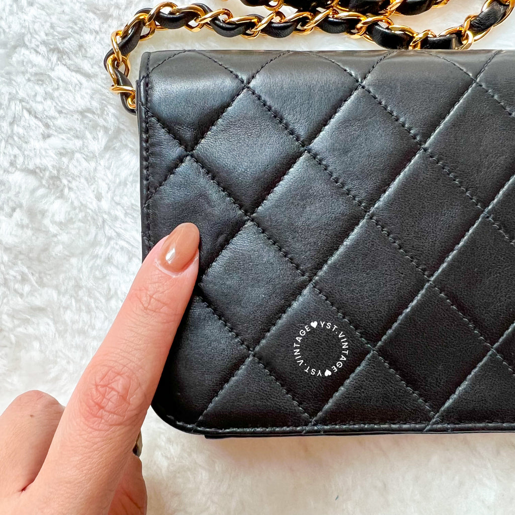 Vintage Chanel Mini Flap Push-Lock Bag - Black (Code: 049400