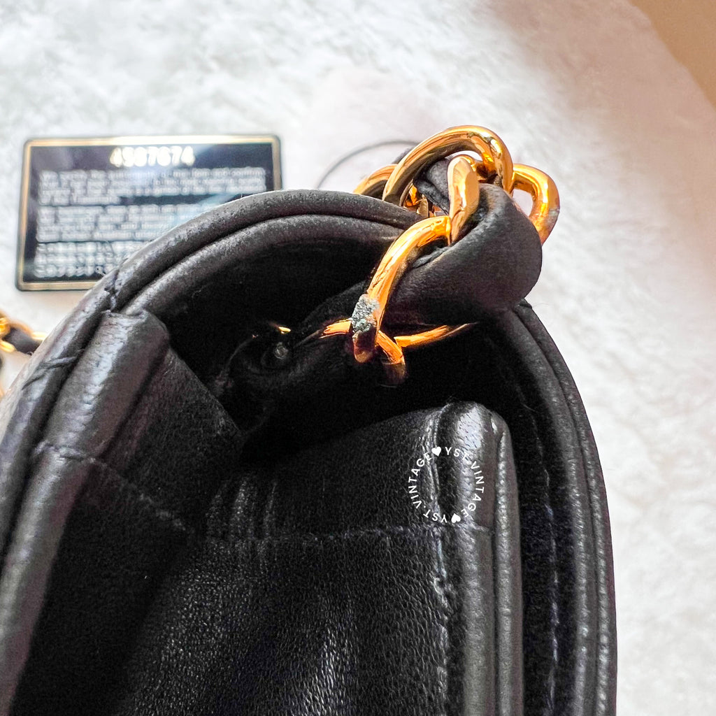 Vintage Chanel Mini Flap Push-Lock Bag - Black (Code: 049400