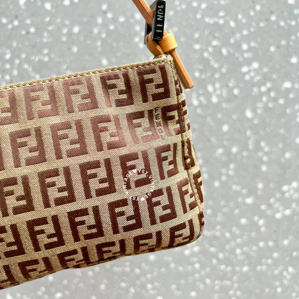 Vintage Fendi Zucca Mini Shoulder Bag - Milk Tea