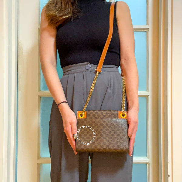 Vintage CELINE Macadam Mini Square Shoulder Bag - Brown (Code: 048300)