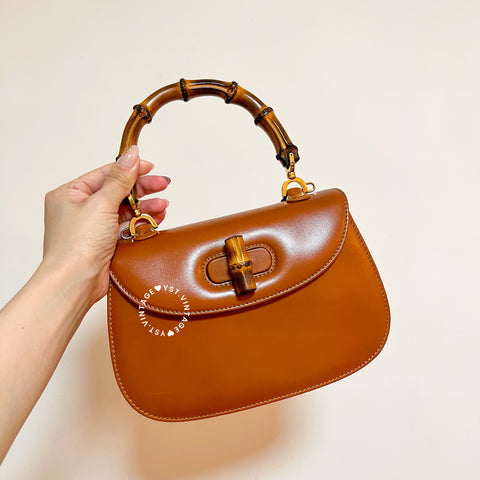 Vintage Gucci Bamboo Small Top Handle Bag - Caramel Brown