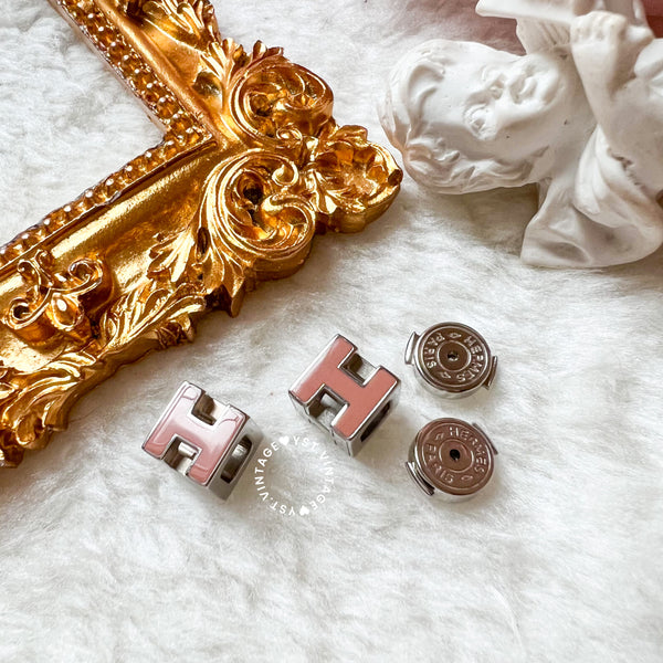 HERMÈS Cage d'H Earrings - Sliver*Smoky Pink