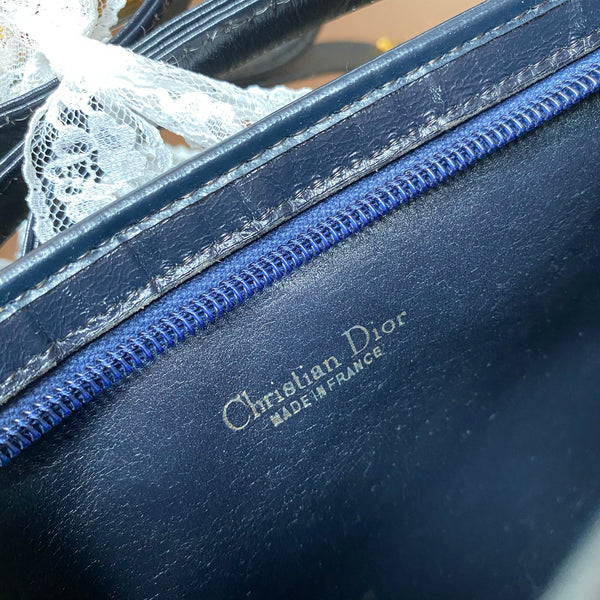 Vintage Dior Oblique Shoulder Bag - Navy