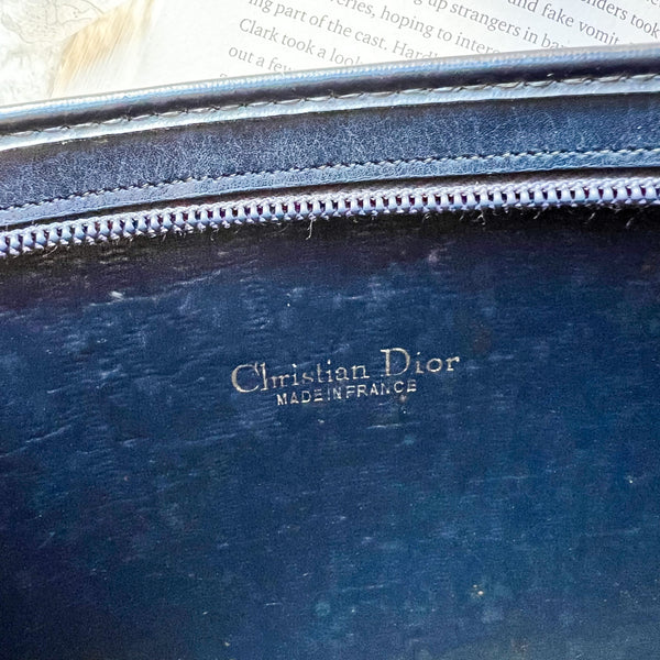 Vintage Dior Oblique Shoulder Bag - Navy