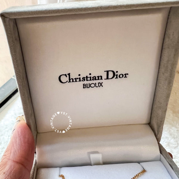 Vintage Dior Gold-Finish Metal with White Crystal Accessories