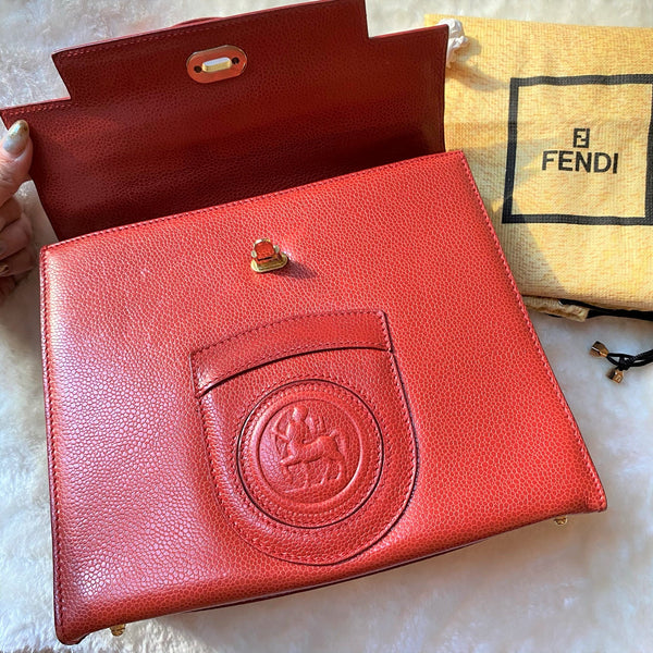 Vintage Fendi Centaur Kelly Bag - Red