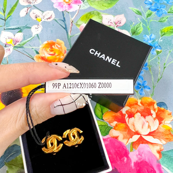 Vintage Chanel 24KGP Coco Mark Ear Clips