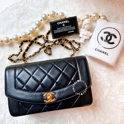 Vintage CHANEL Diana Flap Bag - Black (Code: 038600)