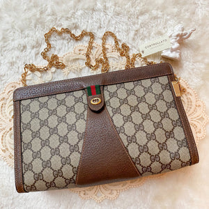 Vintage Gucci Shelly Line GG Clutch - Brown