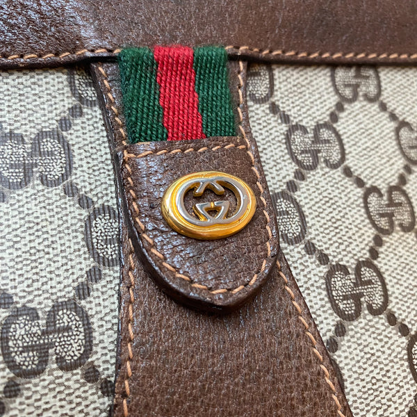 Vintage Gucci Shelly Line GG Clutch - Brown