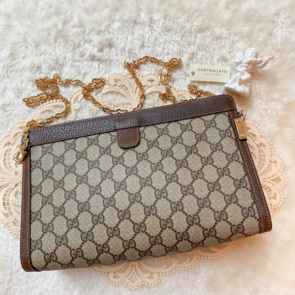 Vintage Gucci Shelly Line GG Clutch - Brown