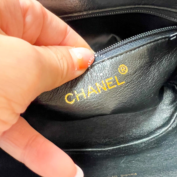 Vintage Chanel Leather Strap Vanity Bag with Tassel - Black