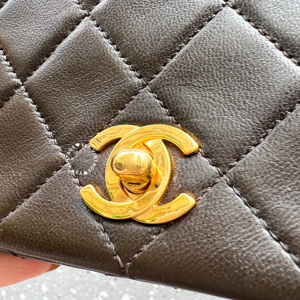 Vintage Chanel 19cm Mini Flap Turn-Lock Bag - Brown 003