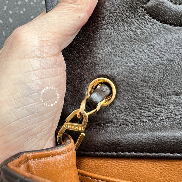 Vintage Chanel 19cm Mini Flap Turn-Lock Bag - Brown 003