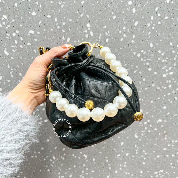 Vintage Chanel Mini Bucket Bag- Black