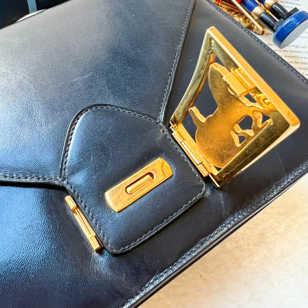 Vintage CELINE Horse Carriage Envelope Bag - Navy