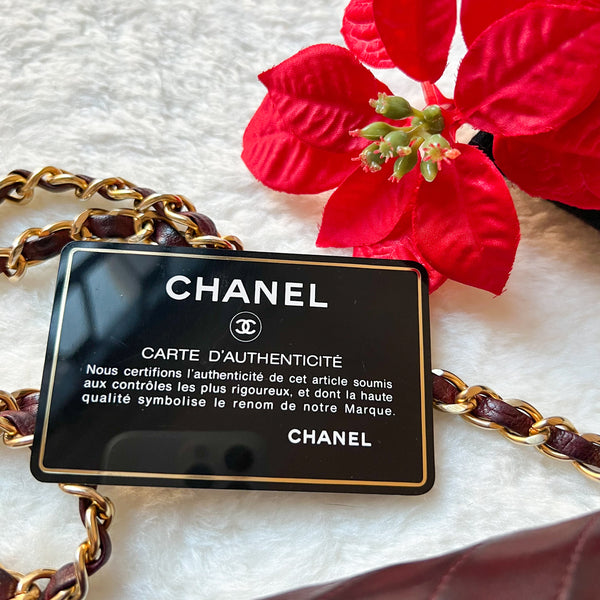 Vintage Chanel Single Flap Bag - Burgundy x Gold 003