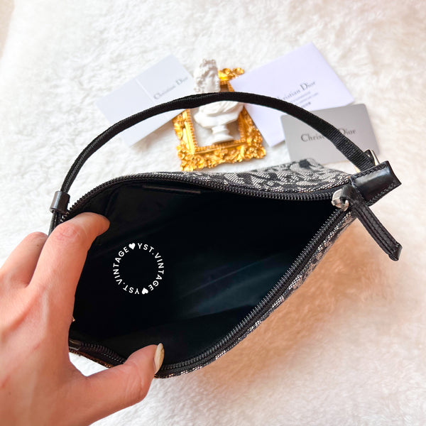 Vintage Dior Oblique Hobo Bag - Black