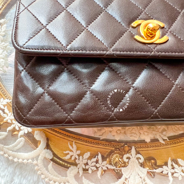 Vintage Chanel 19cm Mini Flap Bag - Brown x Gold