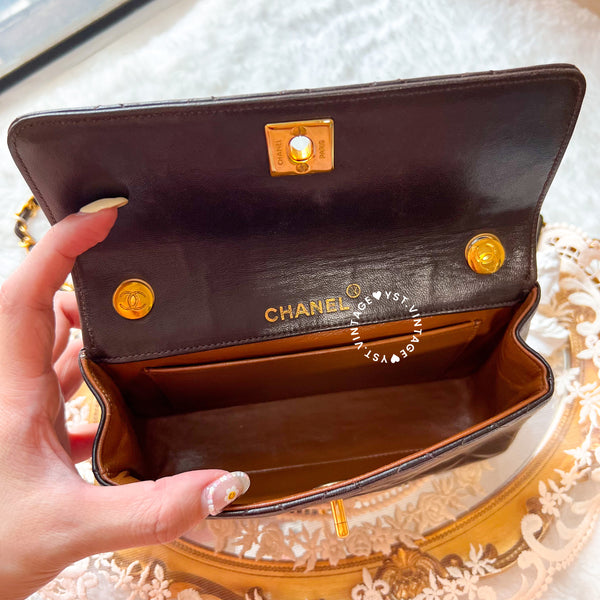 Vintage Chanel 19cm Mini Flap Bag - Brown x Gold