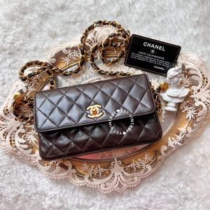 Vintage Chanel 19cm Mini Flap Bag - Brown x Gold